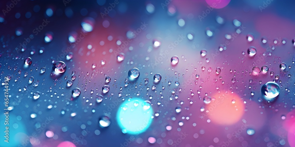 Raindrops on glass with bokeh background