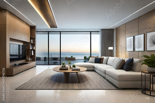 modern living room with furniture generated by AI © creative world