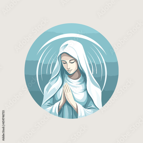 vector illustration of Our Lady Virgin Mary Mother of Jesus,  Holy Mary, printable, suitable for logo, sign, tattoo, laser cutting, sticker and other print on demand