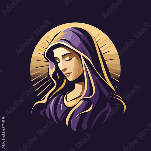 vector illustration of Our Lady Virgin Mary Mother of Jesus,  Holy Mary, printable, suitable for logo, sign, tattoo, laser cutting, sticker and other print on demand