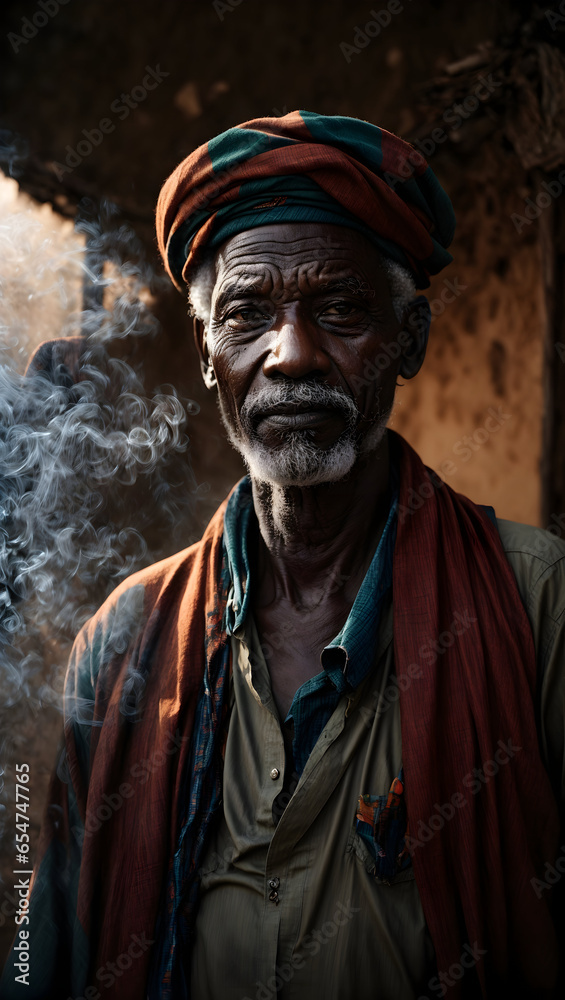 portrait of an old man from Sudan