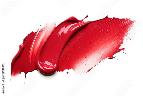 Red lipstick smudge isolated on white