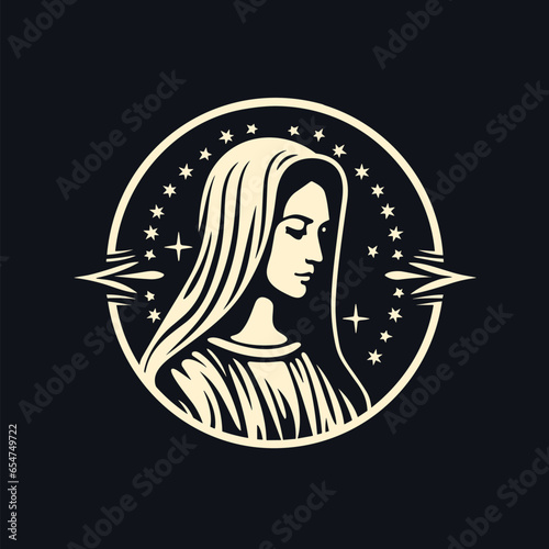 vector illustration of Our Lady Virgin Mary Mother of Jesus,  printable, suitable for logo, sign, tattoo, sticker and other print on demand