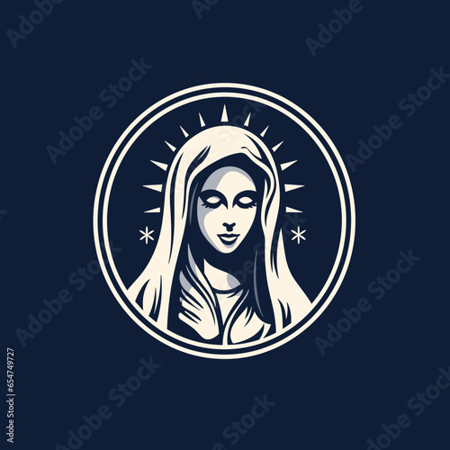 vector illustration of Our Lady Virgin Mary Mother of Jesus,  printable, suitable for logo, sign, tattoo, sticker and other print on demand
