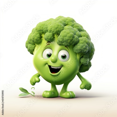 Adorable Veggie: 3D Render of Cute Broccoli on White Background