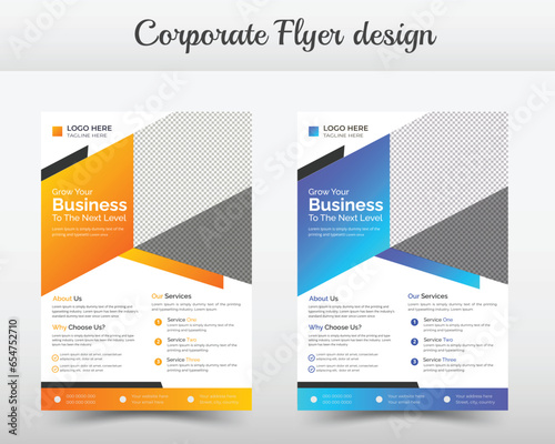 Corporate flyer design set yellow and blue color template for business.