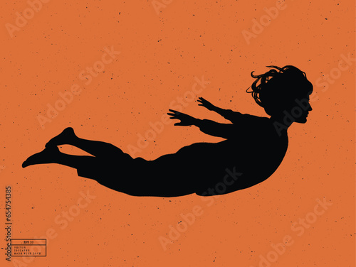Silhouette of person under water. Swim man isolated vector outline