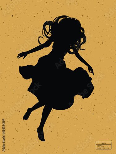 Silhouette of person underwater. Falling woman isolated vector outline