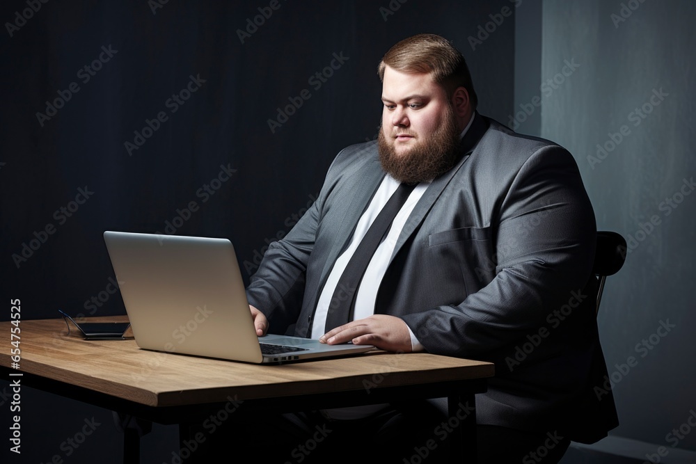 plus size manager using laptop computer on the go plus size manager using laptop computer on the go
