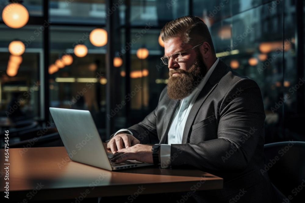 plus size manager using laptop computer on the go plus size manager using laptop computer on the go