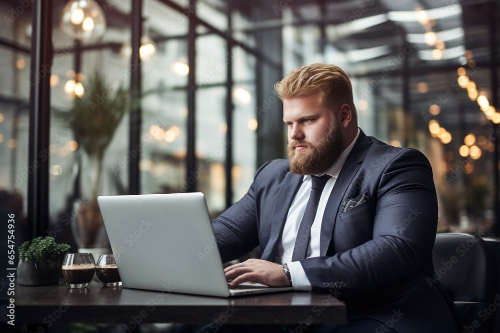 plus size manager using laptop computer on the go plus size manager using laptop computer on the go