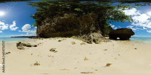 Sandy beach with inshore waves in Sohoton. Bucas Grande. Surigao del Norte, Philippines. VR 360. photo