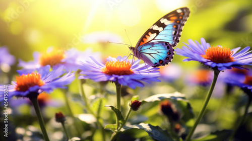 A beautiful close-up of a butterfly sitting on a flower