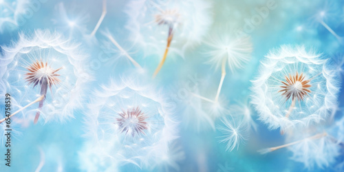 Dandelions on a blue background
