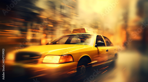 Urban Velocity: Taxi Speeds Through City with Abstract Blur. Generative ai