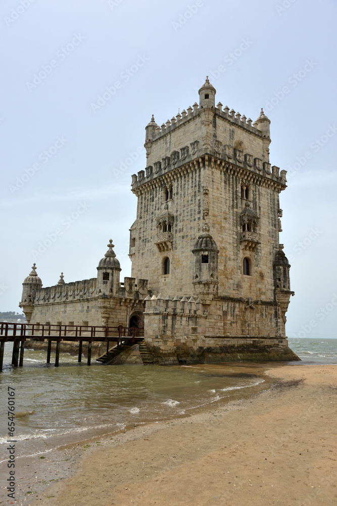 The tower of Belem (Torre de Belem) in Belem quarter of Lisbon 