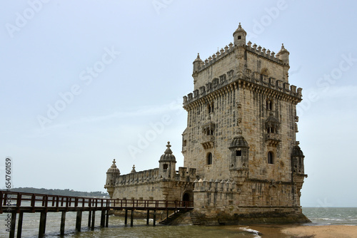 The tower of Belem (Torre de Belem) in Belem quarter of Lisbon 