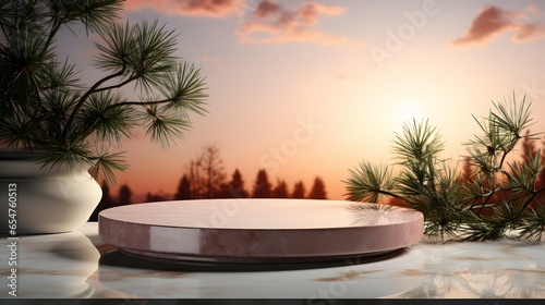 podium minimalist style photography with blurry background
