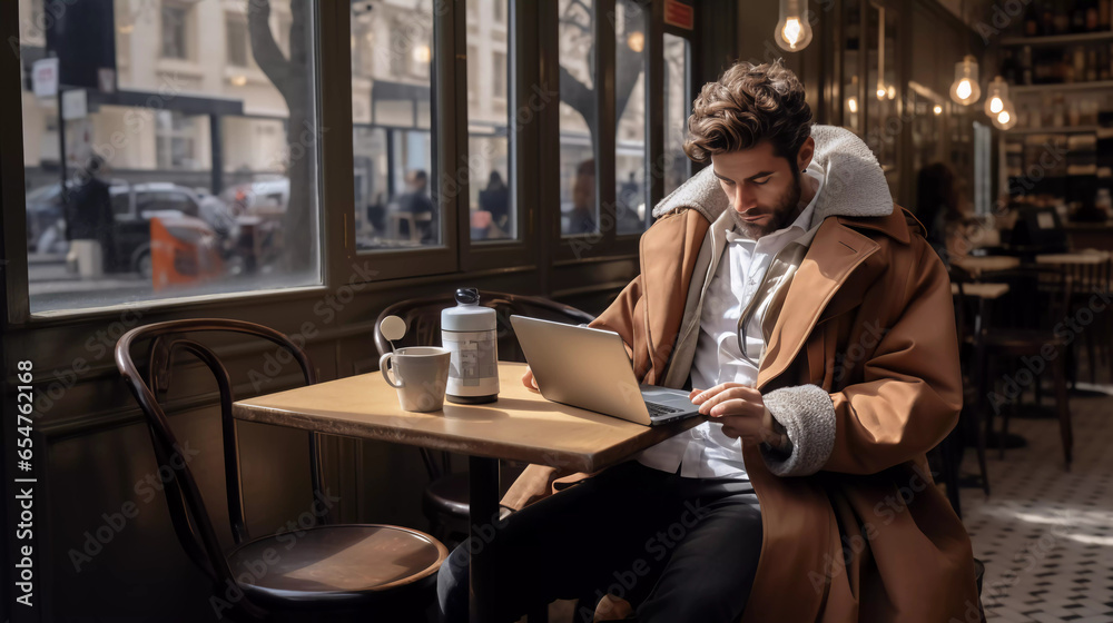 Fashion man is working remote Fashion man is working remote