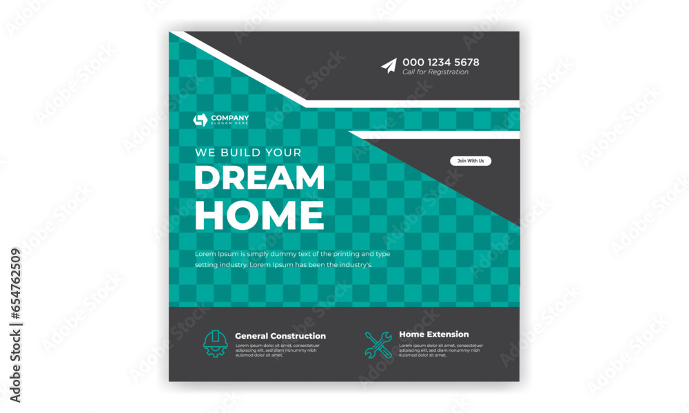 Fototapeta premium Real Estate Social media post banner design. Instagram post template. Digital marketing social media post design. Home Sale banner.