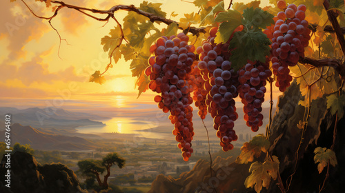A painting of a bunch of grapes