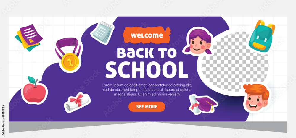 Obraz premium Banner template for back to school