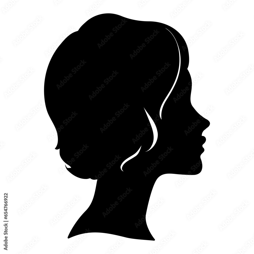 Woman head profile silhouette avatar. Vector illustration