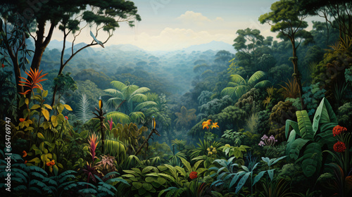 A painting of a jungle scene