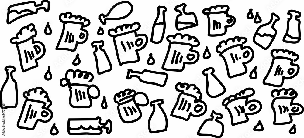 Hand draw symbol mug beer with foam, doodle pattern icon Hand draw symbol mug beer with foam, doodle pattern icon
