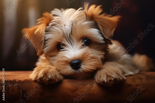 very cute beautiful little puppy dog outside