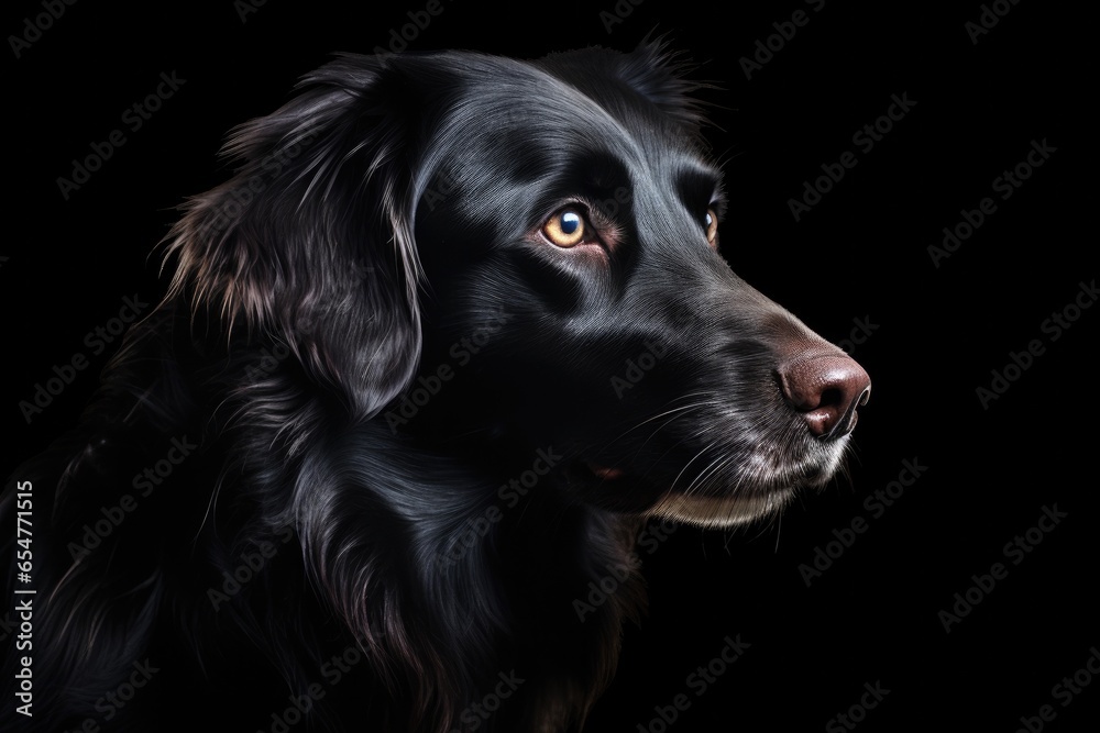very cute dog on a black background