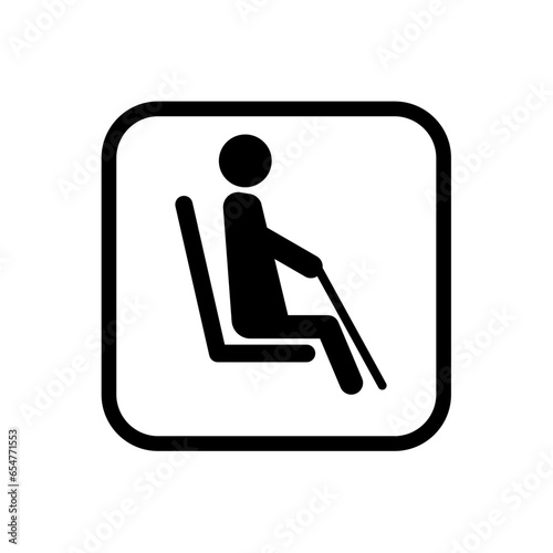 The icon is the seat of an elderly person. Sign for metro, bus, train. Priority place for the elderly in public transport	