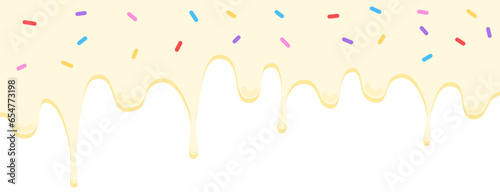 Cream drop of doughnut glaze with colorful sprinkles flat illustration