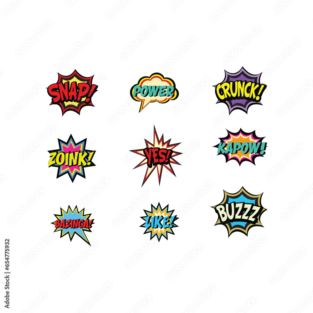set of comic book vector illustration