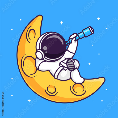 Cute Astronaut Looking Star With Telescope Cartoon Vector
Icon Illustration Science Technology Icon Concept Isolated
Premium Vector. Flat Cartoon Style