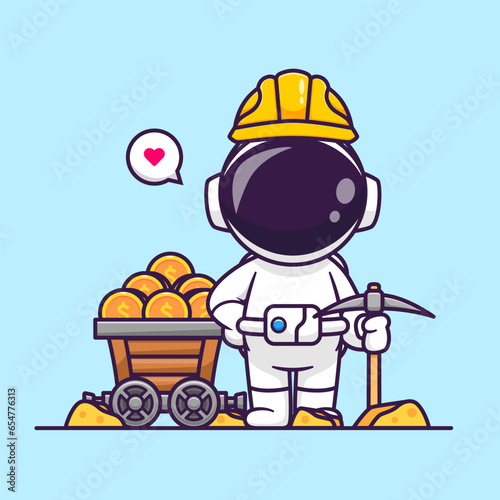 Cute Astronaut Mining Gold Coin Cartoon Vector Icon
Illustration Science Finance Icon Concept Isolated Premium
Vector. Flat Cartoon Style