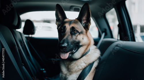 dog sitting on the backseat of a car © epiximages