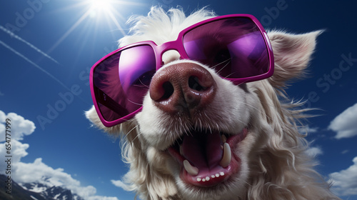 dog with sunglasses HD 8K wallpaper Stock Photographic Image