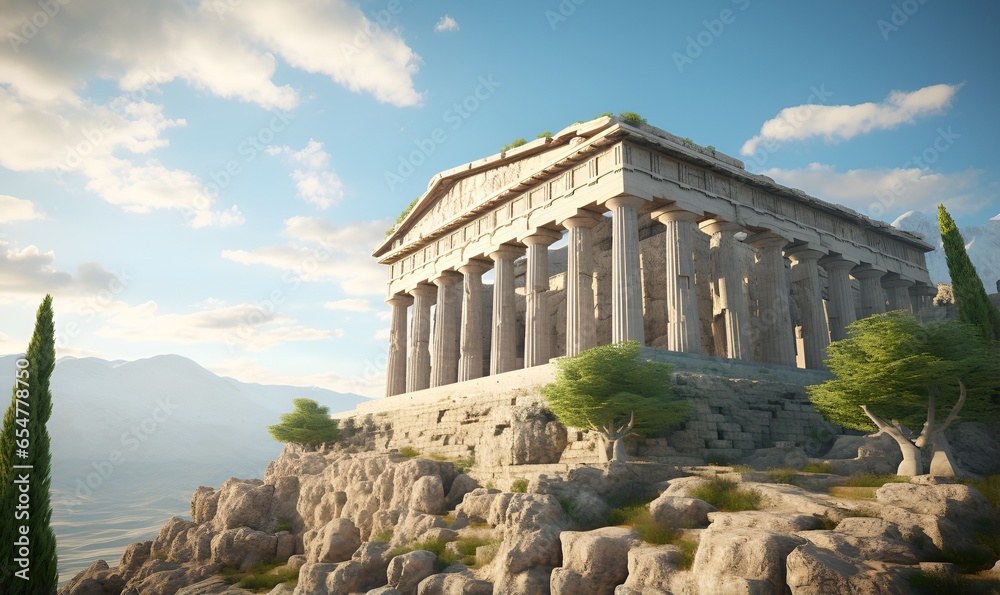ancient greek architecture buildings art, ai generative