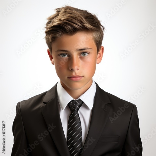 A handsome boy in a suit Isolated on White Background