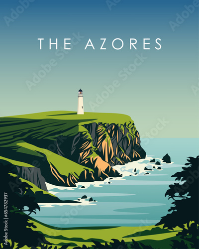 Azores Portugal travel poster photo