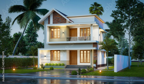 3d illustration of a newly built luxury home © abhijith3747