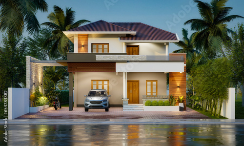 3d illustration of a newly built luxury home