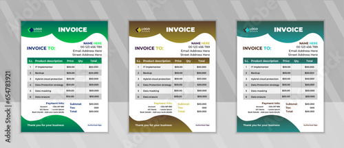 Corporate and business invoice design template design, Company invoice template with price receipt, payment agreement, invoice bill, 
accounting, bill receipt
