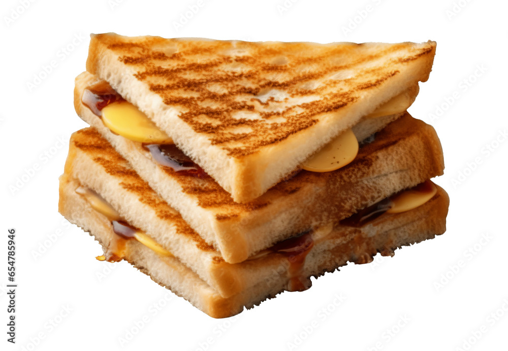 Sooji toast sandwich on transparent background. Generative AI. Sooji toast sandwich on transparent background. Generative AI.