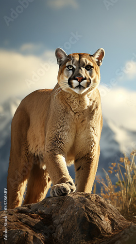 Puma majestoso animal, simbolo de poder e força  © Alexandre