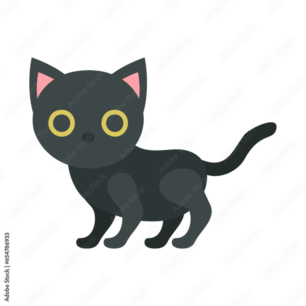 。フラットなベクターイラスト。
Black cat. Flat designed vector illustration.
