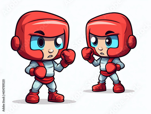 Boxe  esporte  personagem de clipart colorido. Design de desenho animado para impressão de camiseta, ícone, logotipo, etiqueta, patch ou adesivo. Ilustração vetorial photo