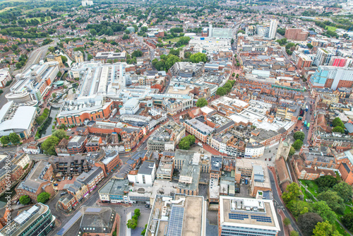 amazing aerial view of the downtown and High Street of Reading, Berkshire, UK © gormakuma