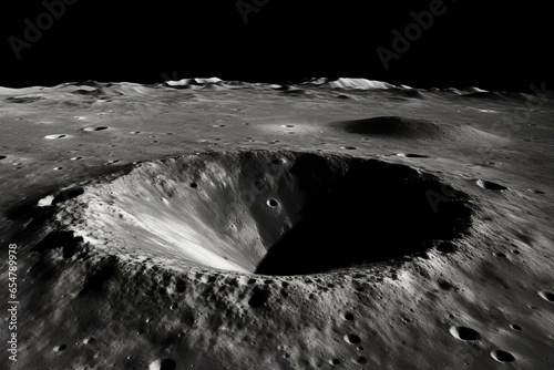 Crater on the moon. Generative AI photo